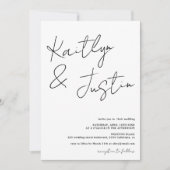 Invitation Script de nom moderne calligraphie noir blanc mari (Devant)