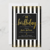 Invitation Script de parties scintillant d'or d'anniversaire  (Devant)