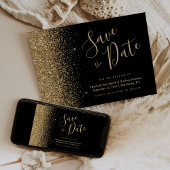 Invitation Script de Parties scintillant d'or noir Enregistre