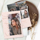 Invitation Script de parties scintillant en or rose moderne 4