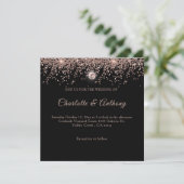 Invitation Script de Parties scintillant en or Rose noir (Debout devant)