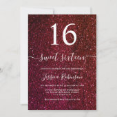 Invitation Script de parties scintillant rouge fille chic Swe (Devant)
