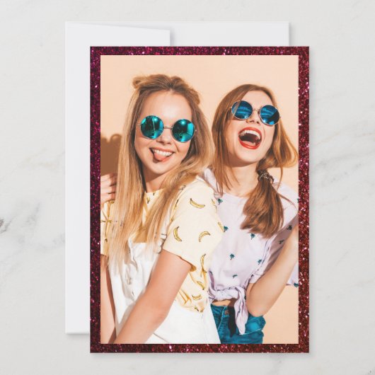 Invitation Script de parties scintillant rouge fille chic Swe (Dos)