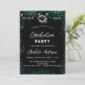 Invitation Script de parties scintillant turquoise noire vert (Debout devant)