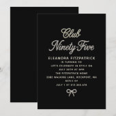 Invitation Script de perle noir et blanc pour 95e anniversair (Devant / Derrière)