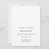 Invitation Script de photos simple et moderne pour une fête d (Dos)