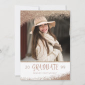 Invitation Script de pinceau cuivre et Parties scintillant or (Devant)