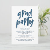 Invitation Script de pinceau moderne Marine Graduation Party (Debout devant)