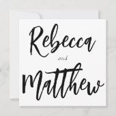 Invitation Script de pinceau noir moderne Grand Noms Mariage (Devant)