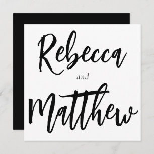 Invitation Script de pinceau noir moderne Grand Noms Mariage