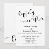 Invitation Script de réception noir et blanc de Happily Ever (Devant / Derrière)
