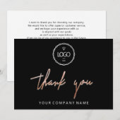 Invitation Script de remerciement Entreprise Insérer la cart (Devant / Derrière)