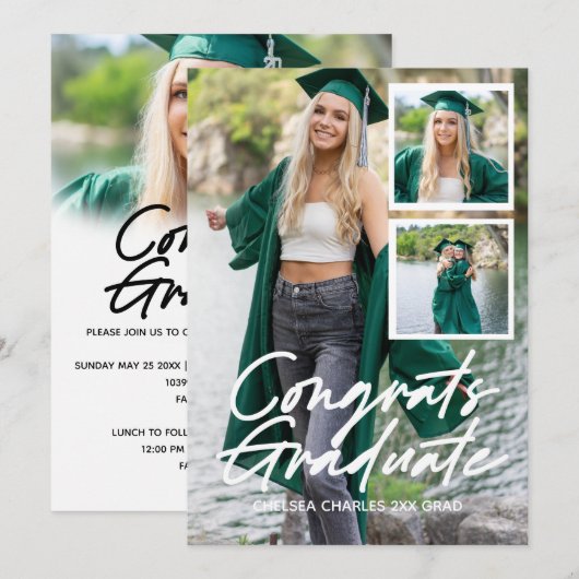 Invitation script de remise de diplômes photo-collafe Invitat (Devant / Derrière)