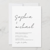 Invitation Script de signature moderne Mariage noir blanc (Devant)