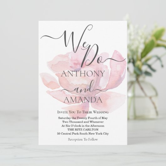 Invitation Script de superposition du rose de l'aquarelle du  (Debout devant)