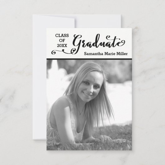 Invitation Script de troisième cycle vertical - 3x5 Graduatio (Devant)