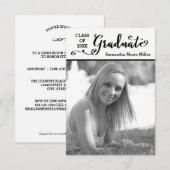 Invitation Script de troisième cycle vertical - 3x5 Graduatio (Devant / Derrière)