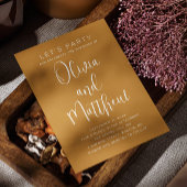 Invitation Script de typographie jaune moutarde mariage + QR