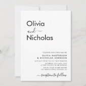 Invitation Script de typographie moderne chic Monogramme Mari (Devant)