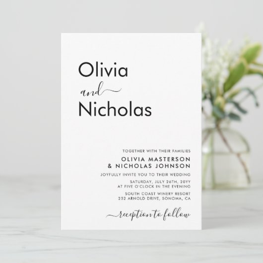 Invitation Script de typographie moderne chic Monogramme Mari (Debout devant)