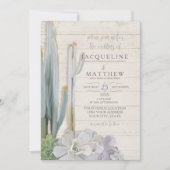 Invitation Script de typographie moderne Succulente de Cactus (Devant)