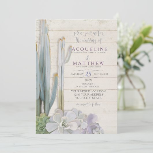 Invitation Script de typographie moderne Succulente de Cactus (Debout devant)