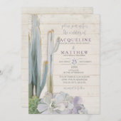 Invitation Script de typographie moderne Succulente de Cactus (Devant / Derrière)