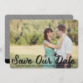 Invitation Script de typographie rétro Économisez Notre Date (Devant / Derrière)