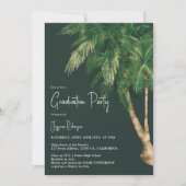 Invitation Script de verdure tropicale palm 3 photos graduati (Devant)