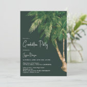 Invitation Script de verdure tropicale palm 3 photos graduati (Debout devant)