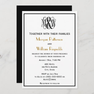 Invitation Script de vigne noir Monogramme B&G do-it-yourself