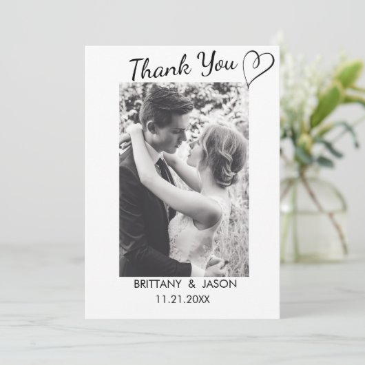 Invitation Script décontracté avec Merci photo Mariage du coe (Debout devant)