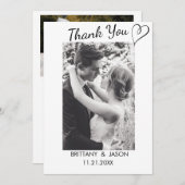 Invitation Script décontracté avec Merci photo Mariage du coe (Devant / Derrière)