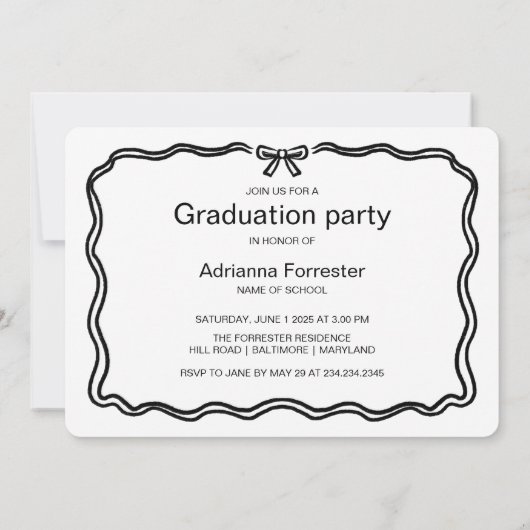 Invitation Script Décontracté de la corbeille moderne (Dos)