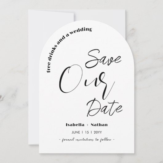 Invitation Script décontracté Enregistrer La Date Mariage De  (Devant)