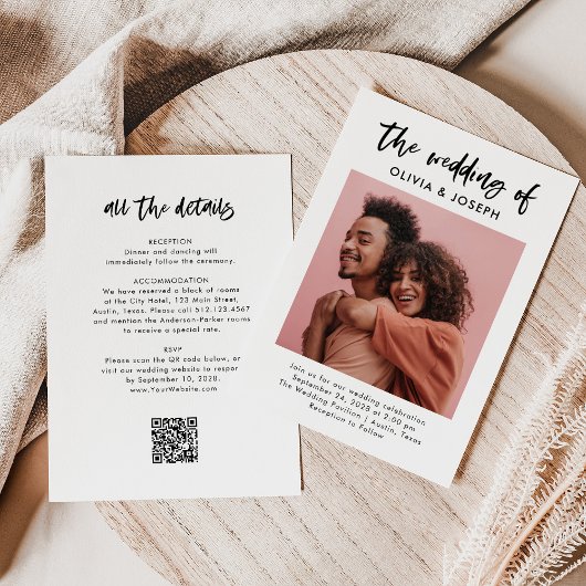 Invitation Script Décontracté et photo chic | Tout en un Mari
