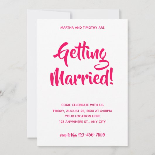 Invitation Script Décontracté rose | Fêtes de fiançailles (Devant)