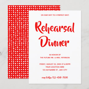 Invitation Script Décontracté rouge Dîner de répétition Inv