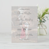 Invitation Script Delicate 4 Photos Mariage QR Code RSVP (Debout devant)