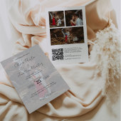 Invitation Script Delicate 4 Photos Mariage QR Code RSVP