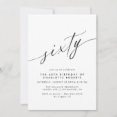 Invitation Script Delicate Simple Noir & Blanc 60e anniversai (Devant)