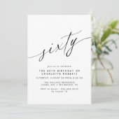 Invitation Script Delicate Simple Noir & Blanc 60e anniversai (Debout devant)
