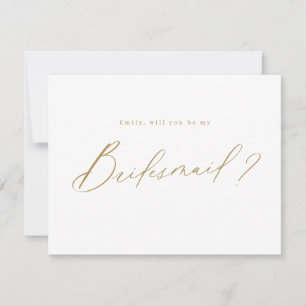 Invitation Script demoiselle d'honneur or minimal en or