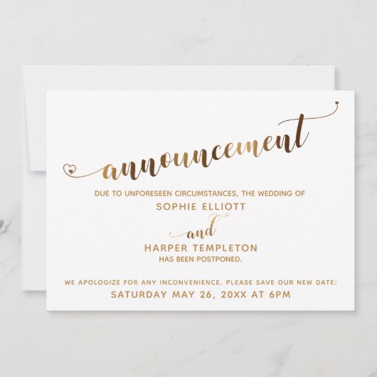 Invitation Script des Coeurs d'or de l'Faire-part Mariage rep (Devant)