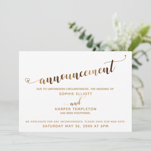 Invitation Script des Coeurs d'or de l'Faire-part Mariage rep (Debout devant)