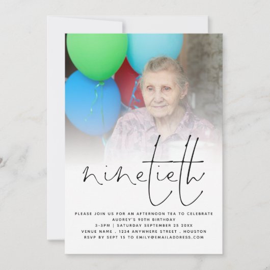 Invitation Script d'incrustation photo informel 90e Invitatio (Devant)