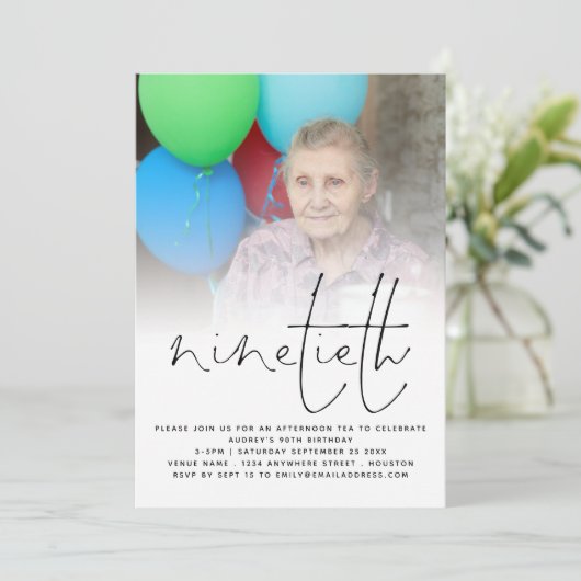 Invitation Script d'incrustation photo informel 90e Invitatio (Debout devant)