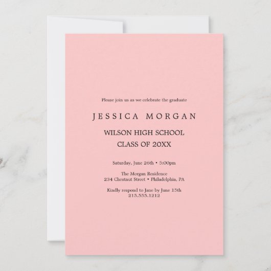 Invitation Script d'invitation de la fête de graduation avec (Dos)