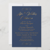 Invitation Script Doré Après la Célébration de Mariage Navy (Devant)