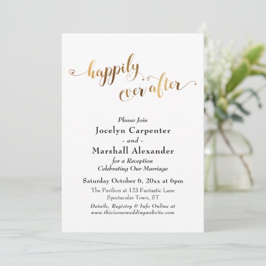 Invitation Script Doré Confettis Happily Ever After Fond (Debout devant)